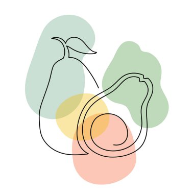 Elle çizilmiş doğrusal bir avokado.