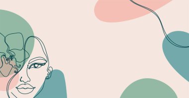 Bir kadının çizgisel tarzında pankart.