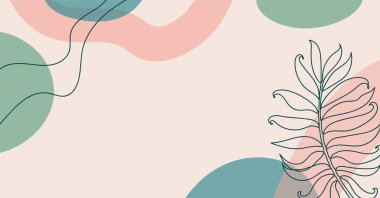 Doğrusal bir şekilde tropikal yaprak ile pankart.