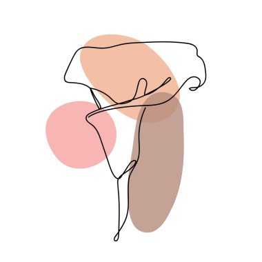 Beyaz arkaplanda doğrusal bir şekilde çiçek.