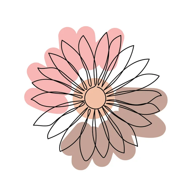 Blume im linearen Stil auf weißem Hintergrund. — Stockvektor