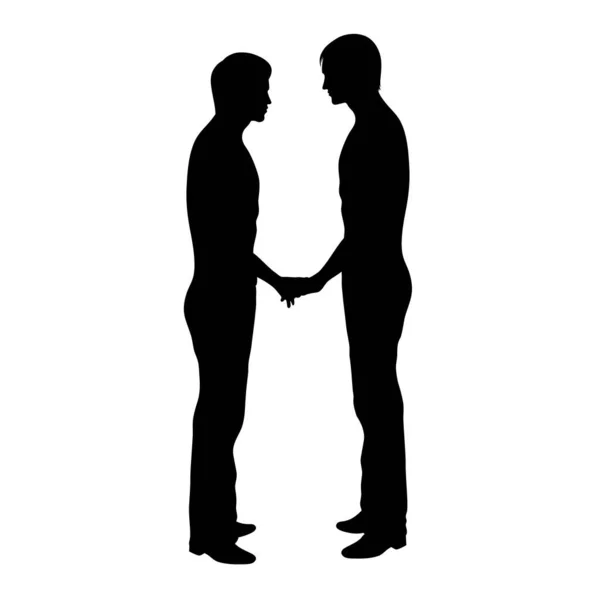 Двое мужчин держатся за руки. Изолированные на белом. — стоковый вектор