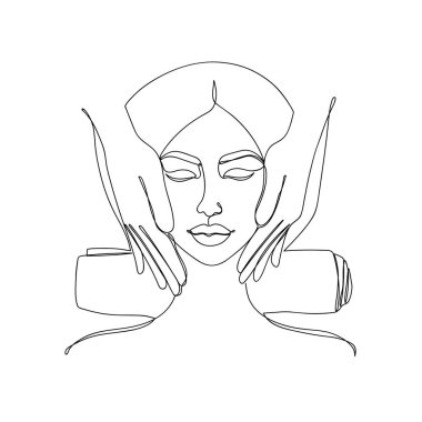 Bir kadının doğrusal tarzında soyut resim.