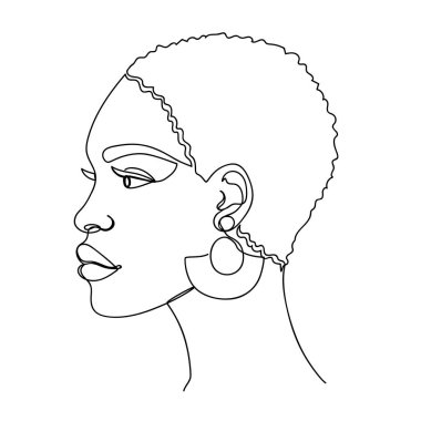 Beyaz üzerinde soyut şekiller olan Afro-Amerikalı kadın..