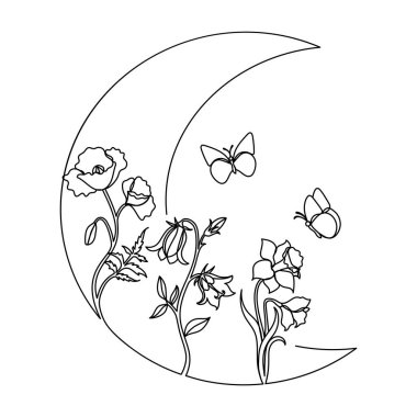 El çizimi sanat tarzında kır çiçeği.. 