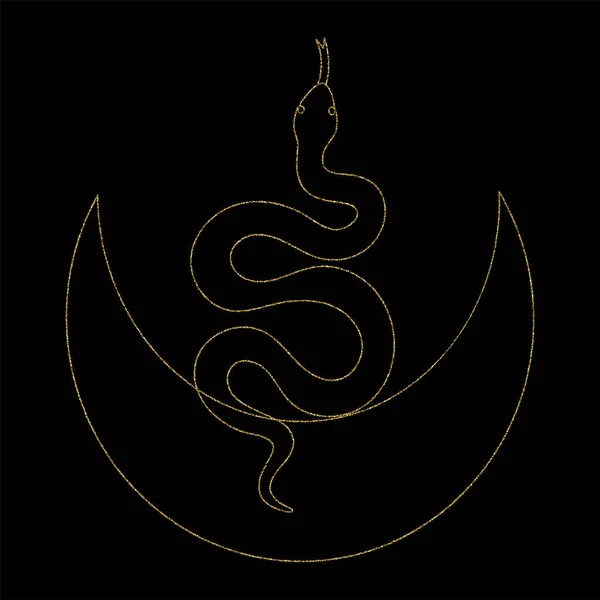 Beau serpent doré dans le style line art. — Image vectorielle