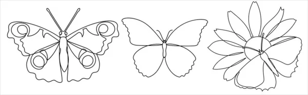 Ambientada en un moderno arte de una línea de mariposas. — Archivo Imágenes Vectoriales