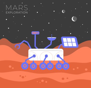 Illustration of an rover standing on Mars.