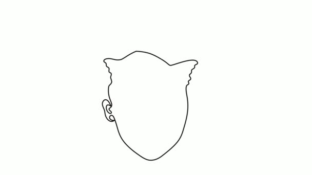 Portrait in a modern one line art of a woman. — Stock Video