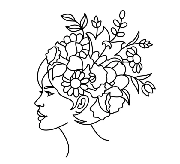 Fleurs sauvages dans un style d'art de ligne dessinée à la main. — Image vectorielle