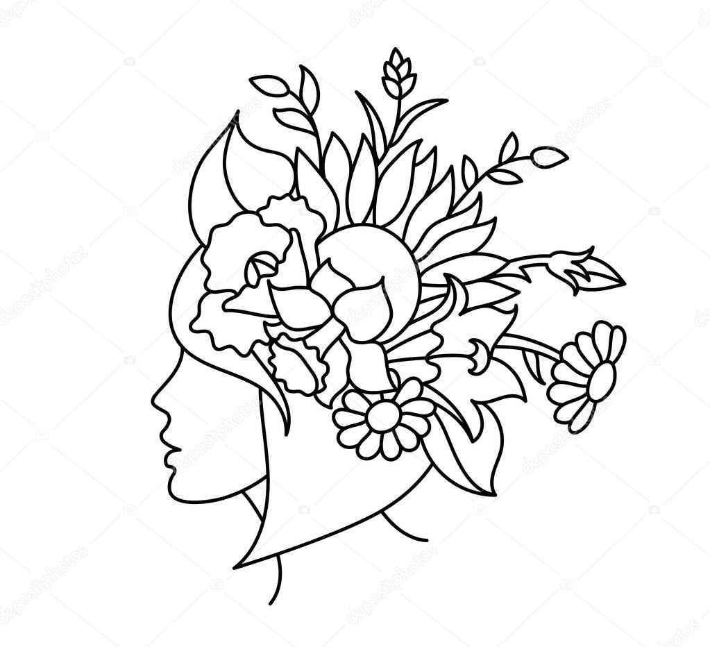Wildflowers in a hand drawn line art style.