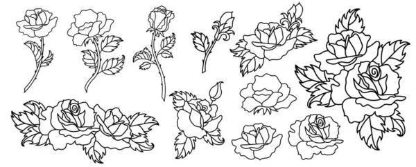 Полевые цветы в стиле hand drawn line art. — стоковый вектор