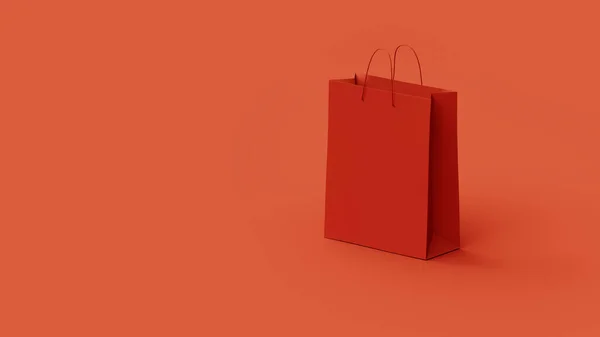 Borsa Shopping Carta Rossa Sfondo Rosso Banner Web Modello Rendering — Foto Stock