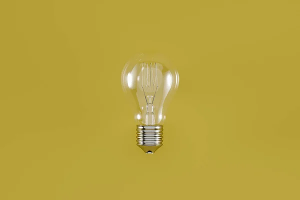 Classic Light Bulb Filament Yellow Background Web Banner Template Rendering — Stock Photo, Image