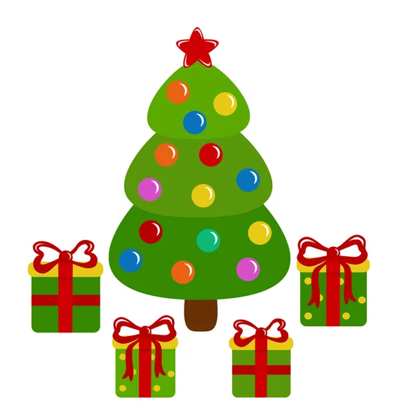 Árbol de Navidad decorado y regalos — Archivo Imágenes Vectoriales