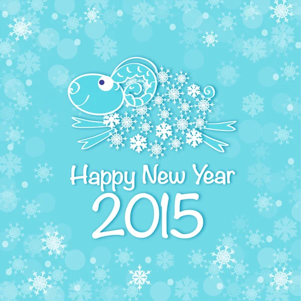 Yeni yıl kartı mavi koyun ile — Stok Vektör