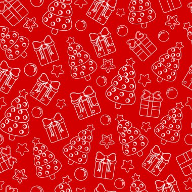 Arka plan üzerinde sevimli beyaz hediye kutuları ile sorunsuz doku