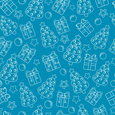 Arka plan üzerinde sevimli beyaz hediye kutuları ile sorunsuz doku