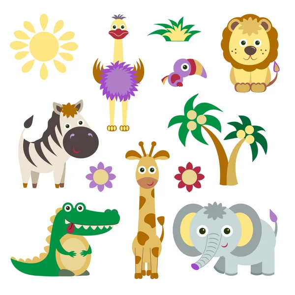 Schattig Vector Set van dieren — Stockvector