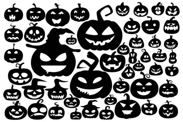 Enorme Conjunto Halloween Siluetas Calabaza Imágenes Para Volantes Carteles Sitios — Vector de stock