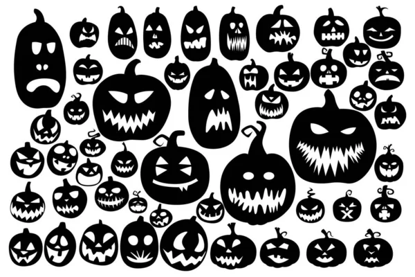 Huge Halloween Set Pumpkin Silhouettes Images Flyers Posters Websites More — Stock Vector