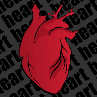 Tıbbi web siteleri, el ilanları, posterler ve daha fazlası için bir insan organı resmi. Kalp. Vektör resmi.