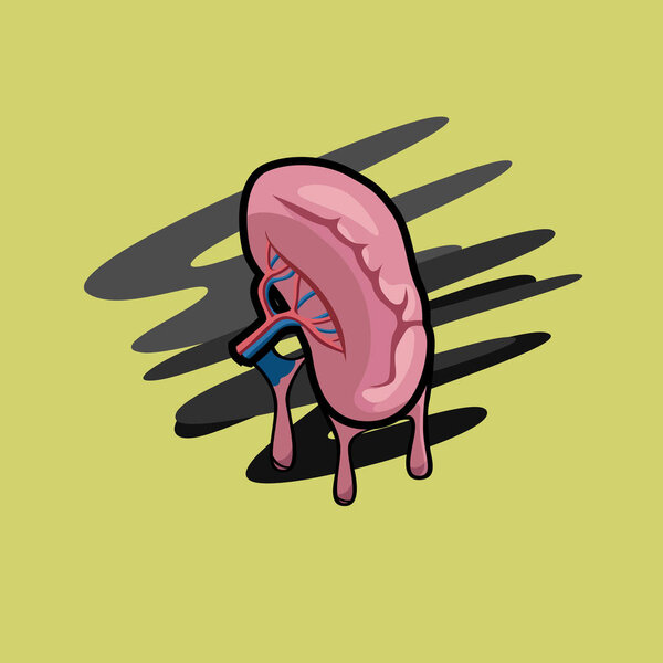 Image of human organs in the style of leaking paint. Spleen. Images intended for art, medicine, and more. Vector illustration.