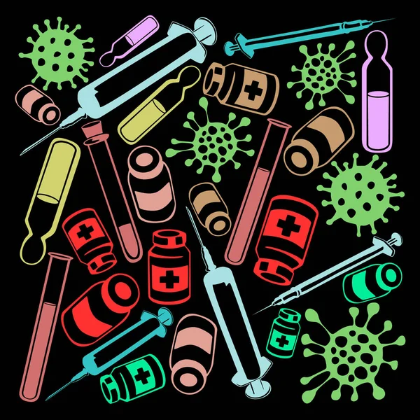 Papier Peint Forme Seringues Divers Cônes Vaccin Contre Coronavirus Illustration — Image vectorielle