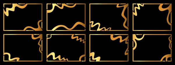 Набір Восьми Золотих Рам Рамки Незвичайної Форми Векторні Ілюстрації — стоковий вектор