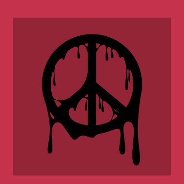 Burgonya arka planında bir hippi ikonu şeklinde bir duvar kağıdı resmi. Vektör illüstrasyonu.