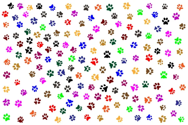 Tapety Spoustou Různých Barevných Kočičích Stop Kočičí Tapety Vektorová Ilustrace — Stockový vektor