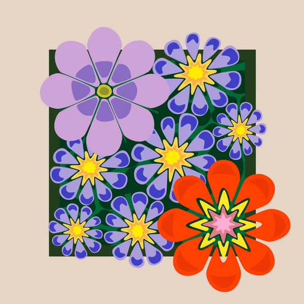 Ταπετσαρία Μια Εικόνα Των Λουλουδιών Στην Κορυφή Εικονογράφηση Διανύσματος — Διανυσματικό Αρχείο