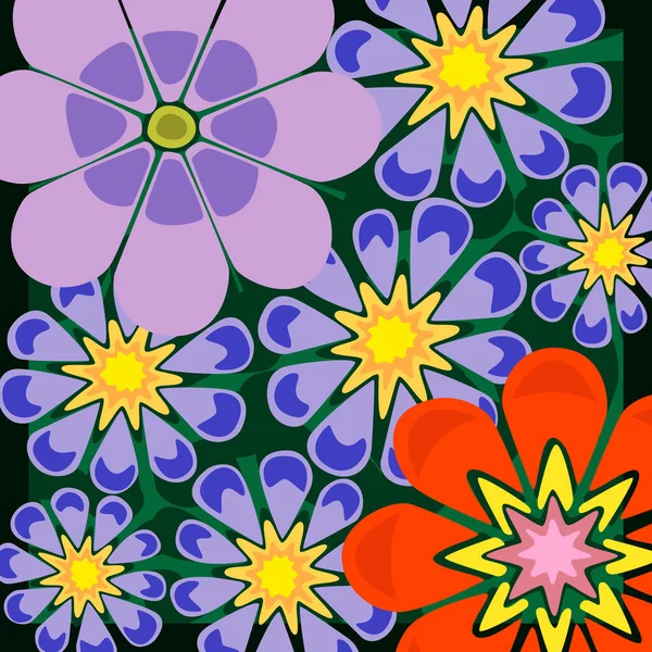 Tapete Mit Einem Bild Von Blumen Auf Der Oberseite Vektorillustration — Stockvektor