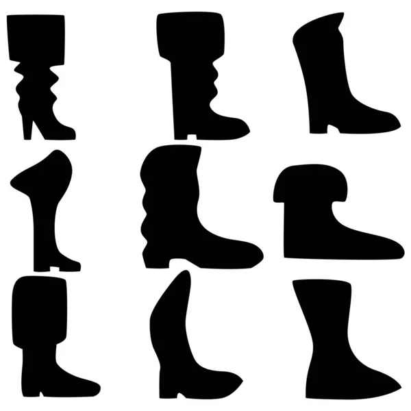 Conjunto Nove Silhuetas Sapatos Medievais Para Jogos Sites Design Muito — Vetor de Stock