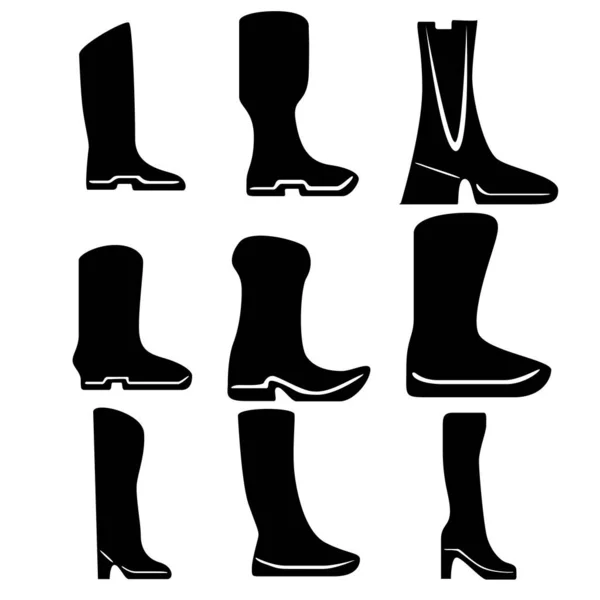 Набор Девяти Силуэтов Обуви Игр Веб Сайтов Дизайна Многого Другого — стоковый вектор