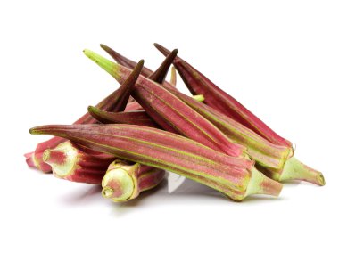 Beyaz üzerine kırmızı bamya 