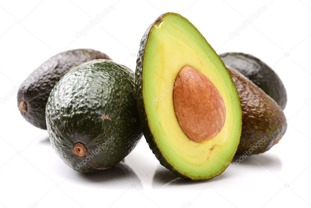 Ripe Avocado fruits with half