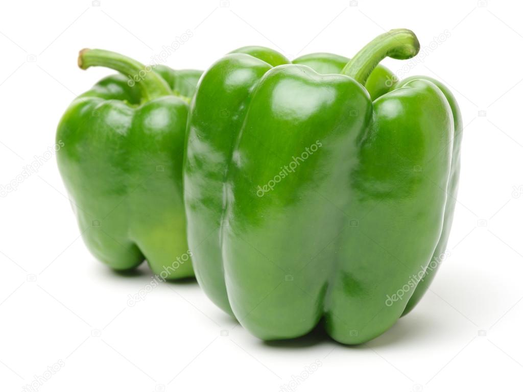 Green pepper on white background