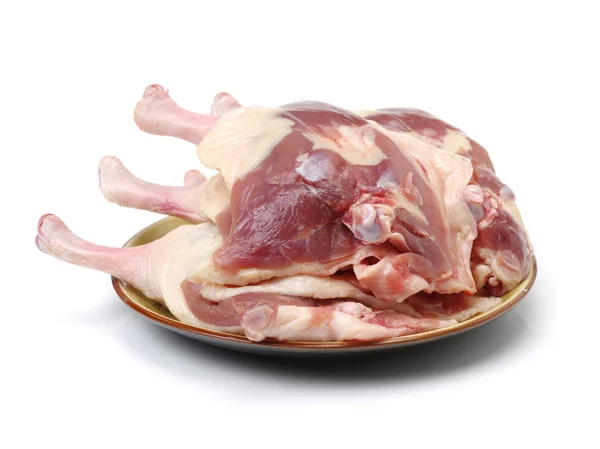 Raw Duck legs on plate — Stock Photo, Image