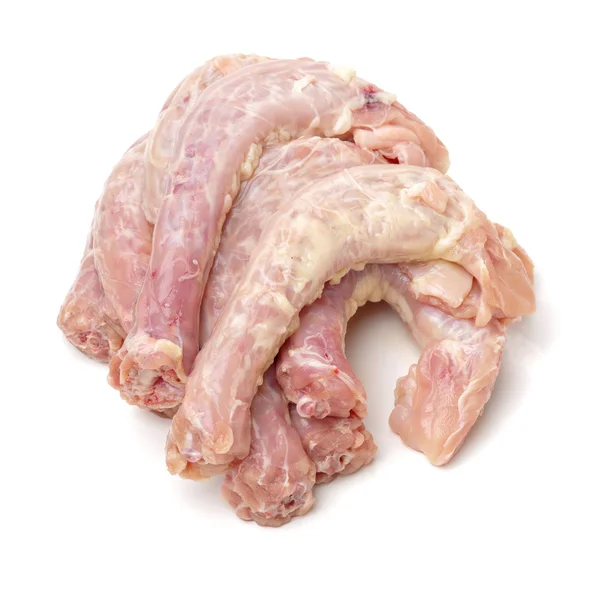 Pescoço Frango Cru Isolado Fundo Branco — Fotografia de Stock