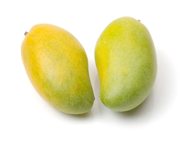 Ripe Fresh Tropical Fruit Mangoes White Background Stock Image