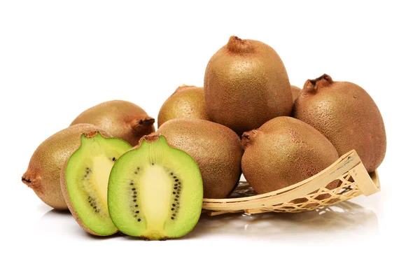 Whole and cut golden kiwifruits — Stock Photo, Image