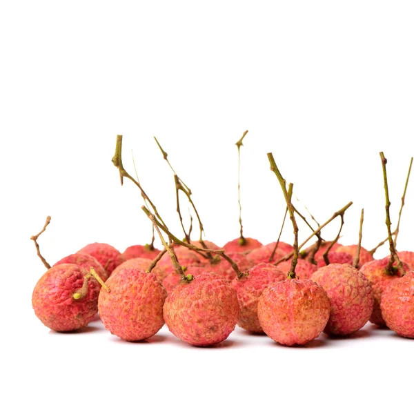 Beyaz üzerine taze lychee — Stok fotoğraf