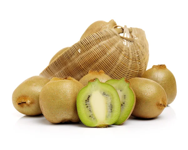 Whole and cut golden kiwifruits — Stock Photo, Image