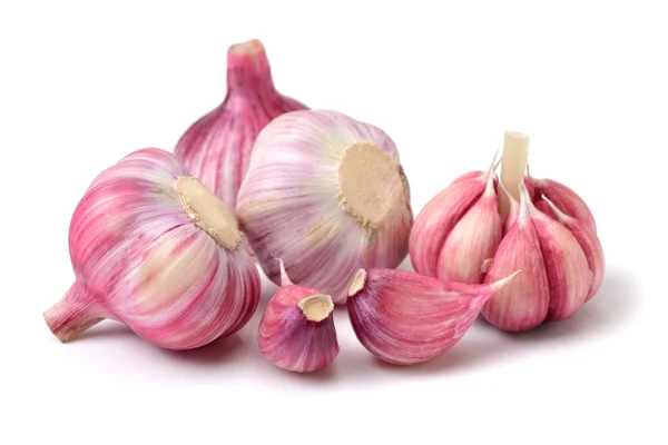 Neuer Knoblauch auf weißem Hintergrund — Stockfoto