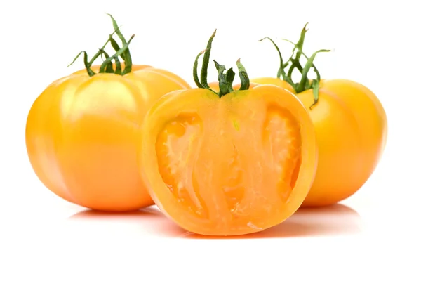 Tomates Jaunes Cultivées Maison Sur Fond Blanc — Photo