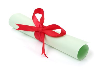 kağıt kaydırma kırmızı kurdele ile yakın çekim