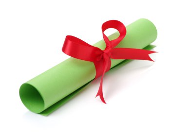 kağıt kaydırma kırmızı kurdele ile yakın çekim