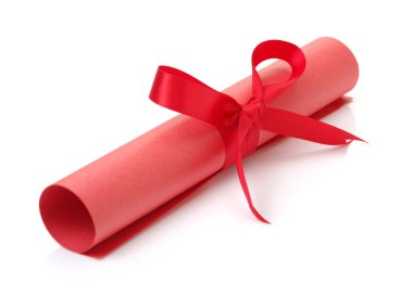 kağıt kaydırma kırmızı kurdele ile yakın çekim