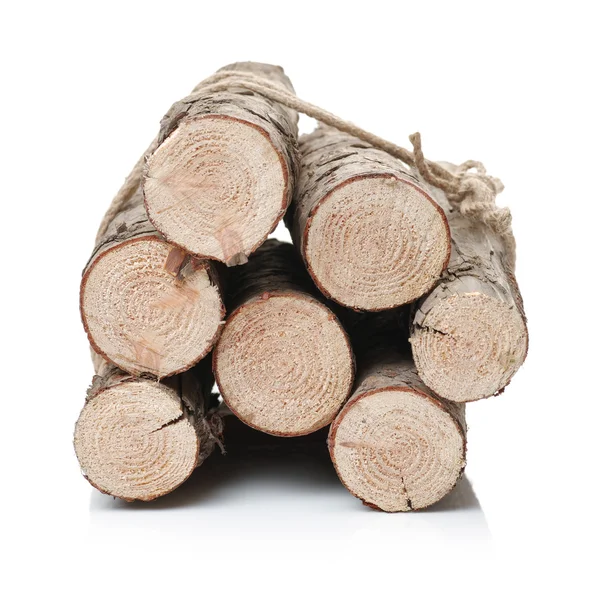 Pine logs op wit — Stockfoto